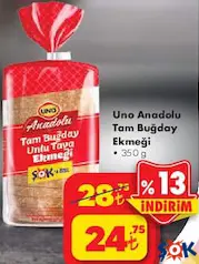 UNO ANADOLU TAM BUĞDAY EKMEĞİ 350 G UNO ANADOLU TAM BUĞDAY EKMEĞİ 350 G